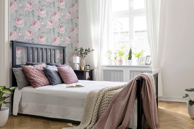 Rosaline Light Grey Floral Wallpaper image number 1