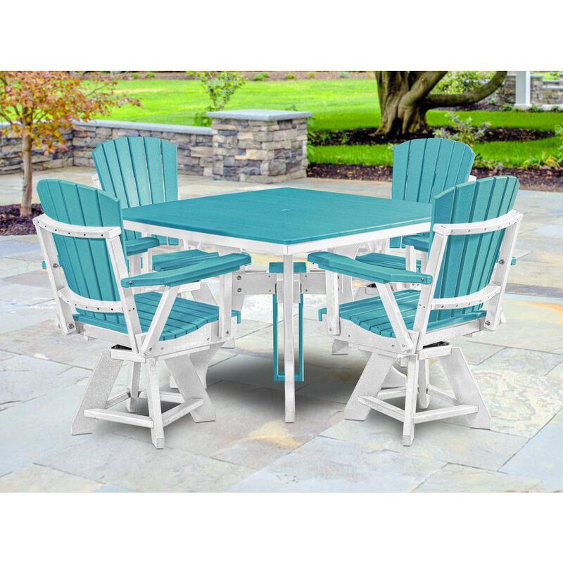 American Furniture Classics Dining Height Square Table in Aruba Blue with a White Base