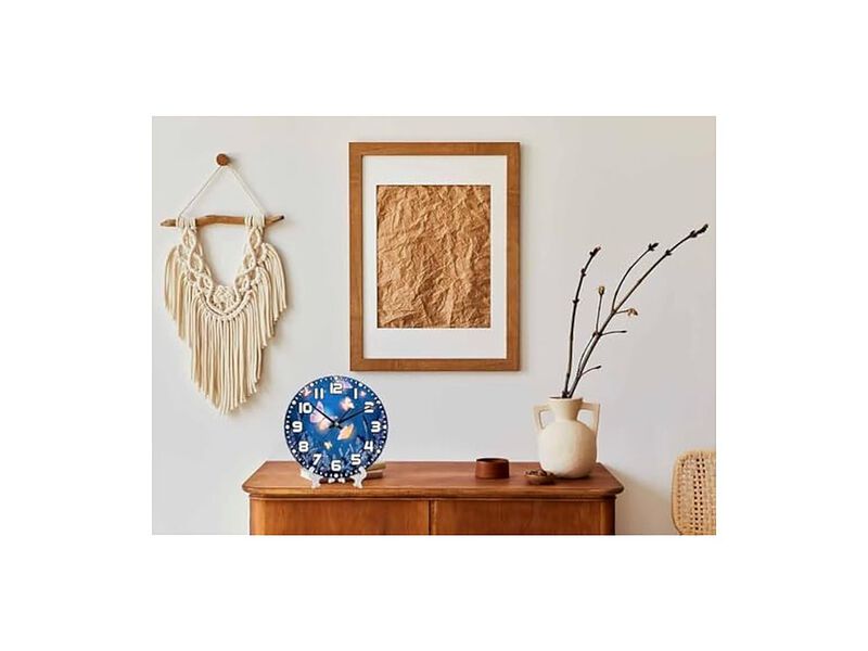 Glowing Butterflies Wood Wall Clock 10 Inch Silent Non Ticking Easy Read image number 2