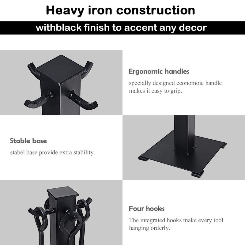Stylish 5 Piece Fireplace Tool Set For Storage Of Fire Tools image number 5