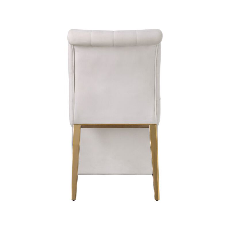 Meridian Furniture Curve Cream Velvet Dining Chair, Set of 2