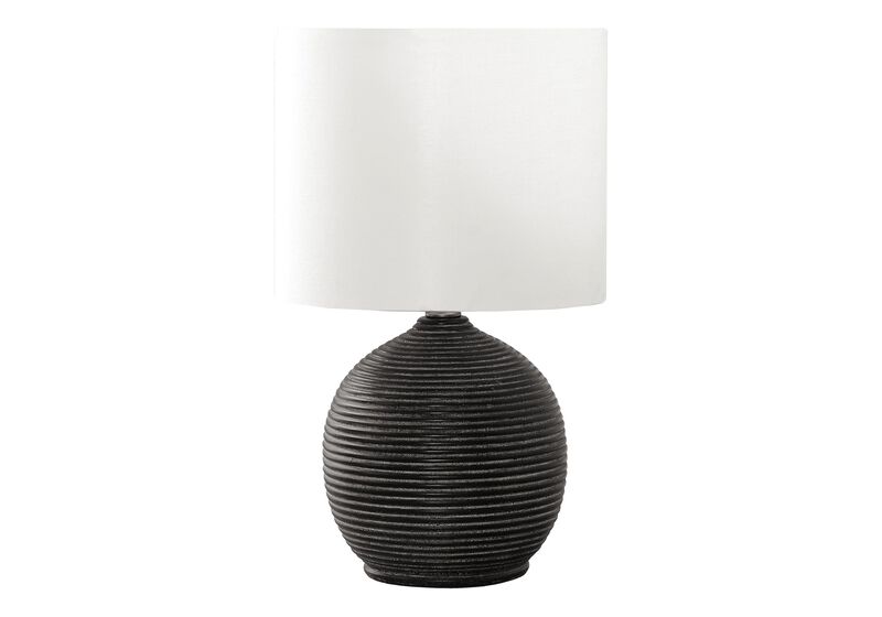 Monarch Specialties 9764, Black Cream, Contemporary Lighting 16" H Table Lamp Resin Ivory Shade, 9.5" L x 9.5" W x 16.5" H image number 0