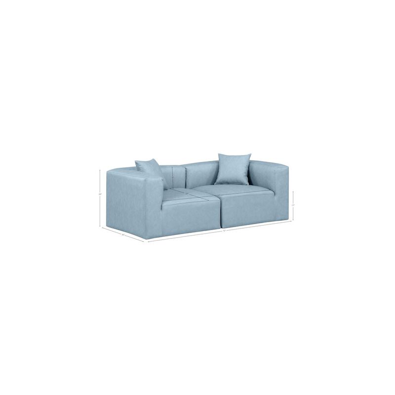 Meridian Furniture Cube Light Blue Vegan Leather Modular Sofa