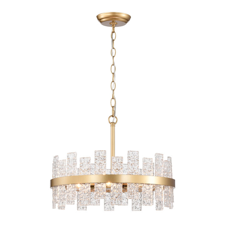 Paula Shiny Bronze 6-light Drum Glass Strip Chandelier