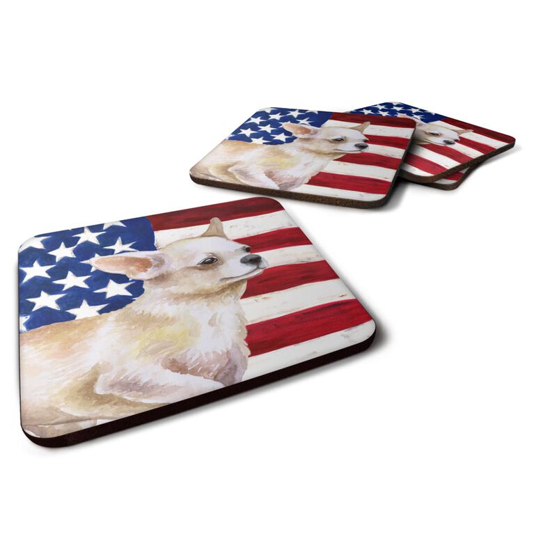 Caroline's Treasures Chihuahua Leg up Patriotic Decorative coasters, Multicolor