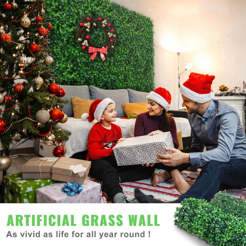Artificial Boxwood Hedge Grass Wall Panel Privacy Screen, 32 Sq Ft, 12 Pieces image number 1