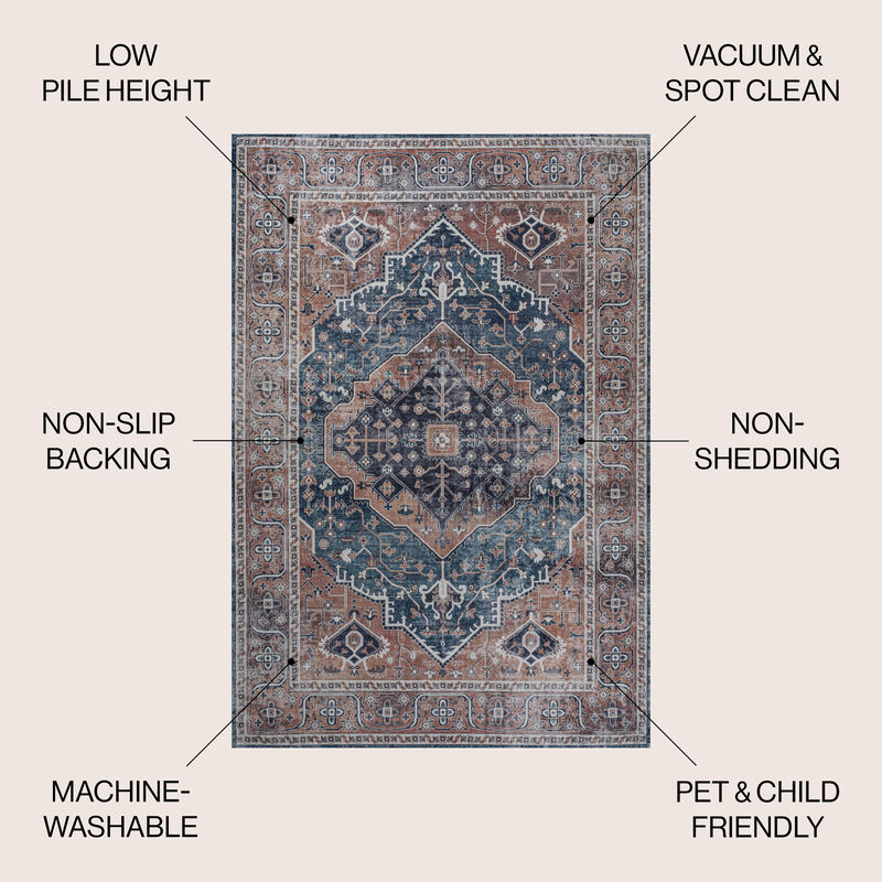 Alacati Ogee Medallion Machine-Washable Area Rug