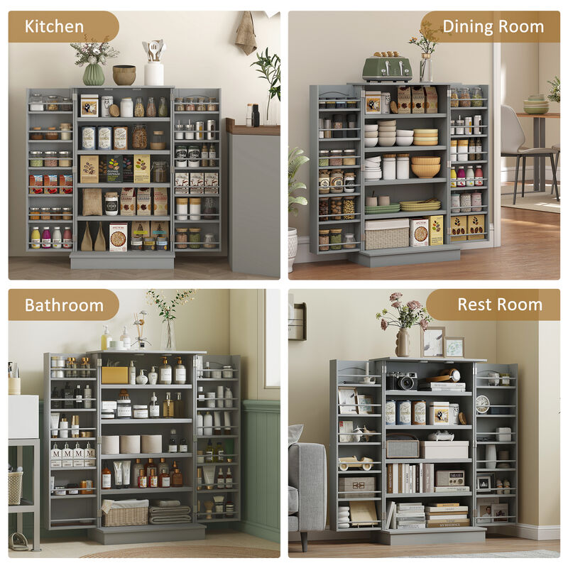 Hivvago Kitchen Organizer Cabinet with Adjustable Shelves image number 6