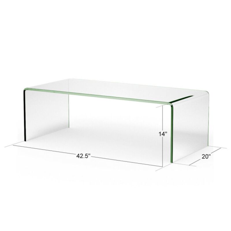 Clear Tempered Glass Coffee Table with Rounded Edges