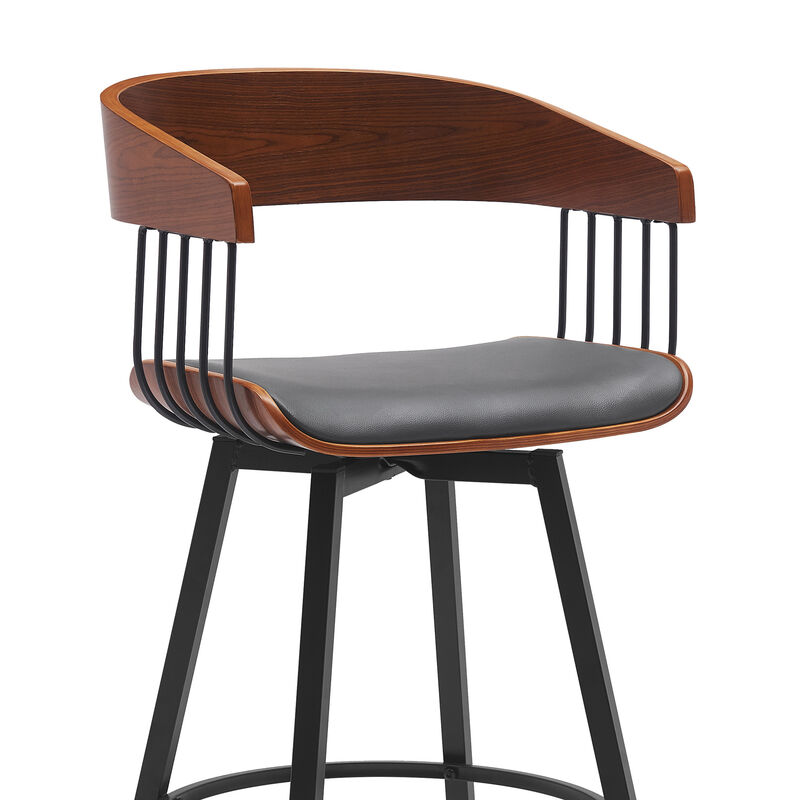 HomeRoots Faux Leather and Metal Counter Stool with Full Back and Armrests image number 4