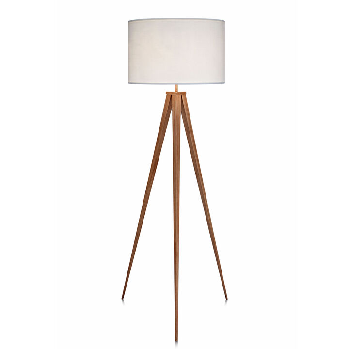 Teamson Home Romanza 61.81" Postmodern Tripod Floor Lamp with Drum Shade, Natural/White