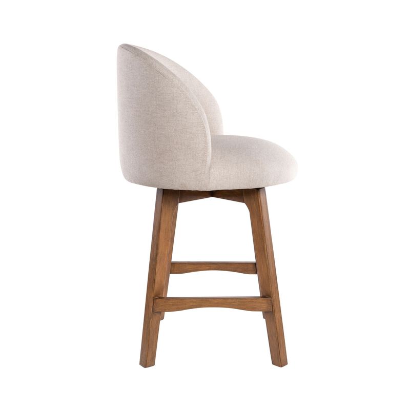 Gery Swivel Counter Height Chair, Cream Fabric Seat, Natural Brown image number 3