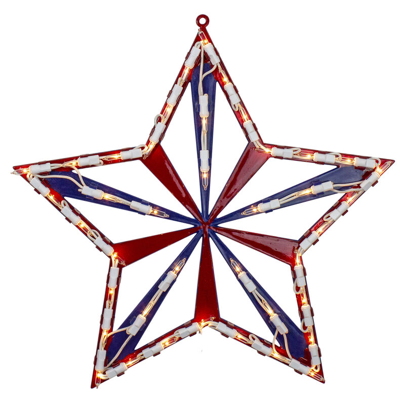 14" Lighted Red White and Blue 4th of July Star Window Silhouette Decoration