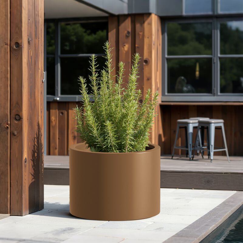 Heavy Duty Corten Steel Round Raised Garden Bed Kit, Brown Metal Planter Box
