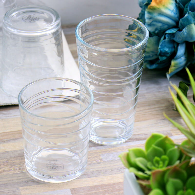 Gibson Home 16 Piece Swirl Clear Assorted Glassware Set