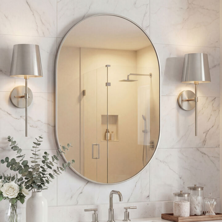 Milly Medium Oval Metal Framed Wall Mirror