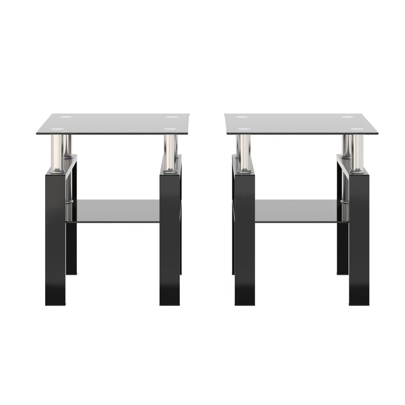 Streamdale Modern Black Tempered Glass End Tables image number 6