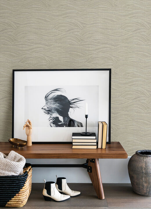 Leith Taupe Zen Waves Wallpaper