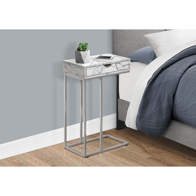 Accent Table, C-shaped, End, Side, Snack, Storage Drawer, Living Room, Bedroom