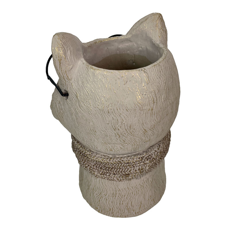 Bespectacled Fox Cement Vase 8.25in &ndash; Cute Fox Planter, Animal Flower Pot, Gift image number 3