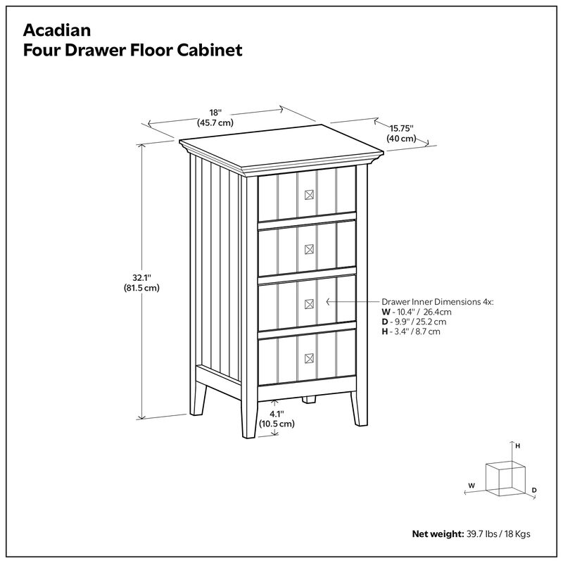 Acadian Four Drawer Floor Storage Cabinet image number 9