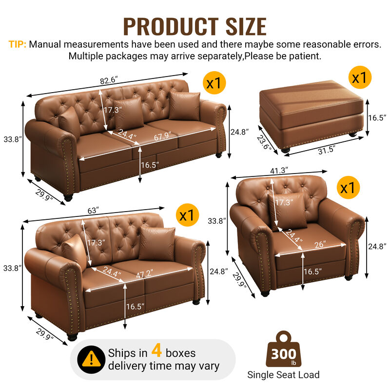 Lerkka Upholstered Faux Leather Sofa Sets image number 4