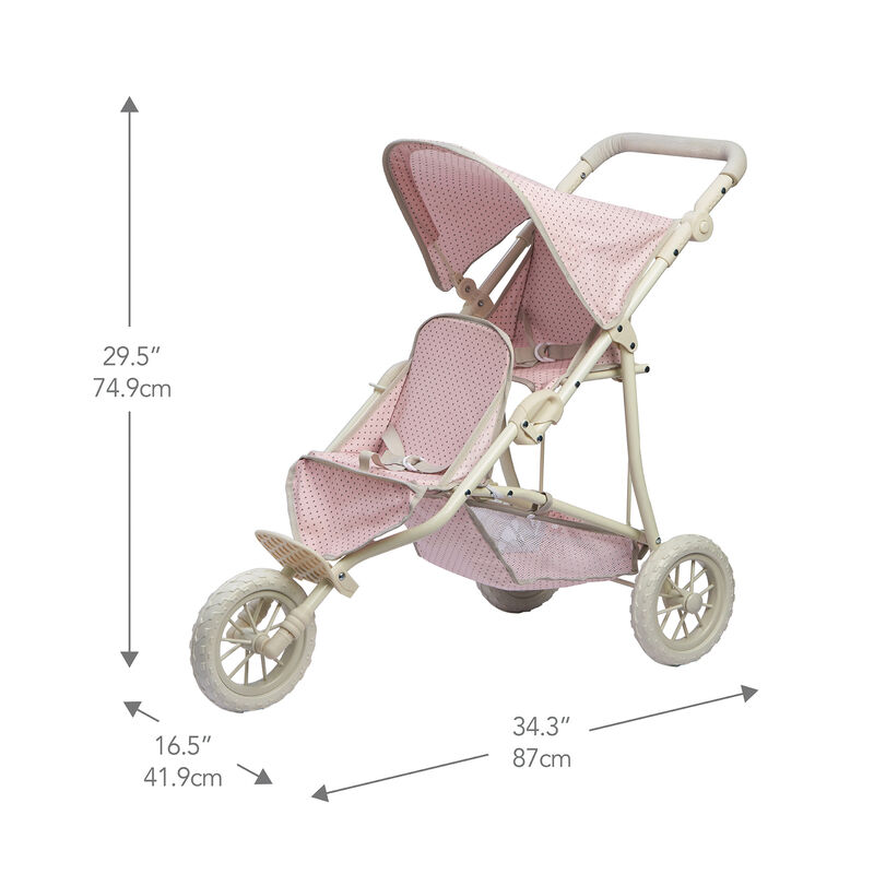 Olivia's Little World Polka Dot Princess Baby Doll Twin Jogging Stroller, Pink image number 6