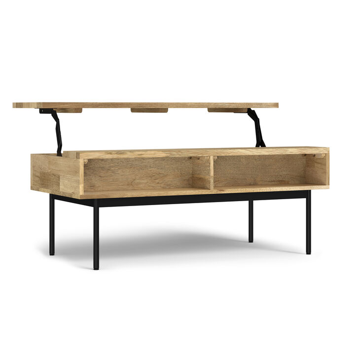 Reeves SOLID MANGO WOOD 46 inch Wide Rectangle  Lift Top Coffee Table in Natural