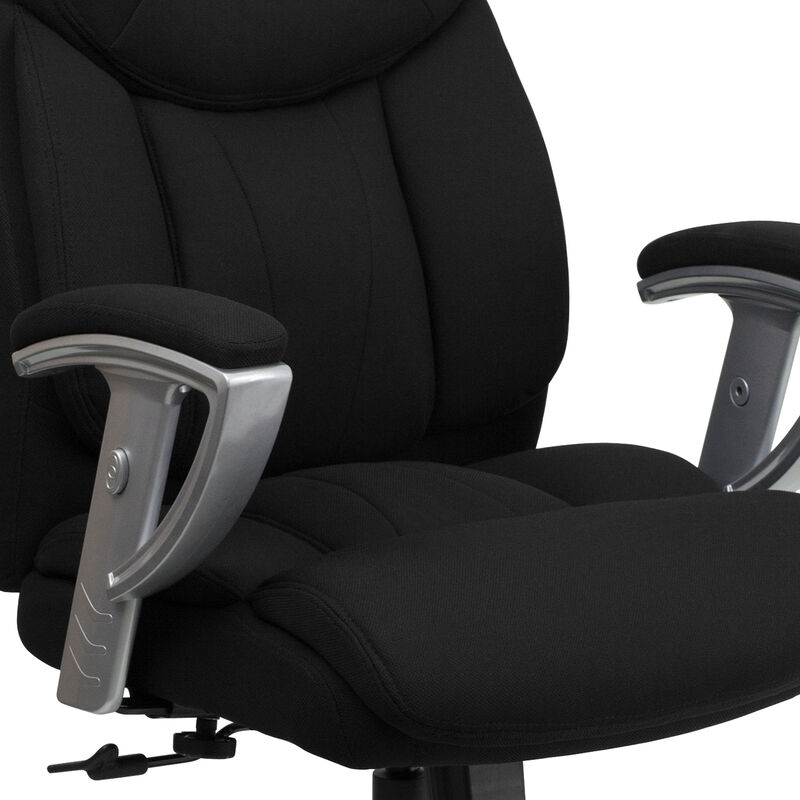 HERCULES Series Big & Tall 400 lb. Rated Black Fabric Executive Ergonomic Office Chair with Silver Adjustable Arms image number 8