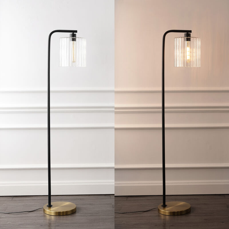 Easton Modern Minimalist Metal/Ribbed Glass LED Floor Lamp