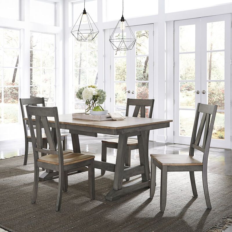 Liberty Furniture Lindsey Farm Trestle Table in Rubberwood Solids & Veneers w/ MDF image number 3
