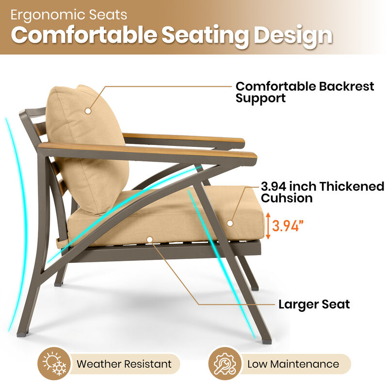 Merax 6-Piece Patio Conversation Set with Acacia Wood, Steel Frame & Removable Cushions image number 6