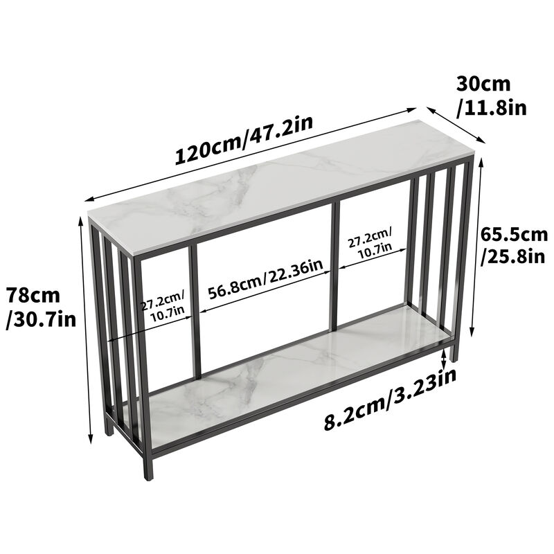 2 Tier Modern Sofa Table Heavy Duty Sintered Stone Console Table image number 5