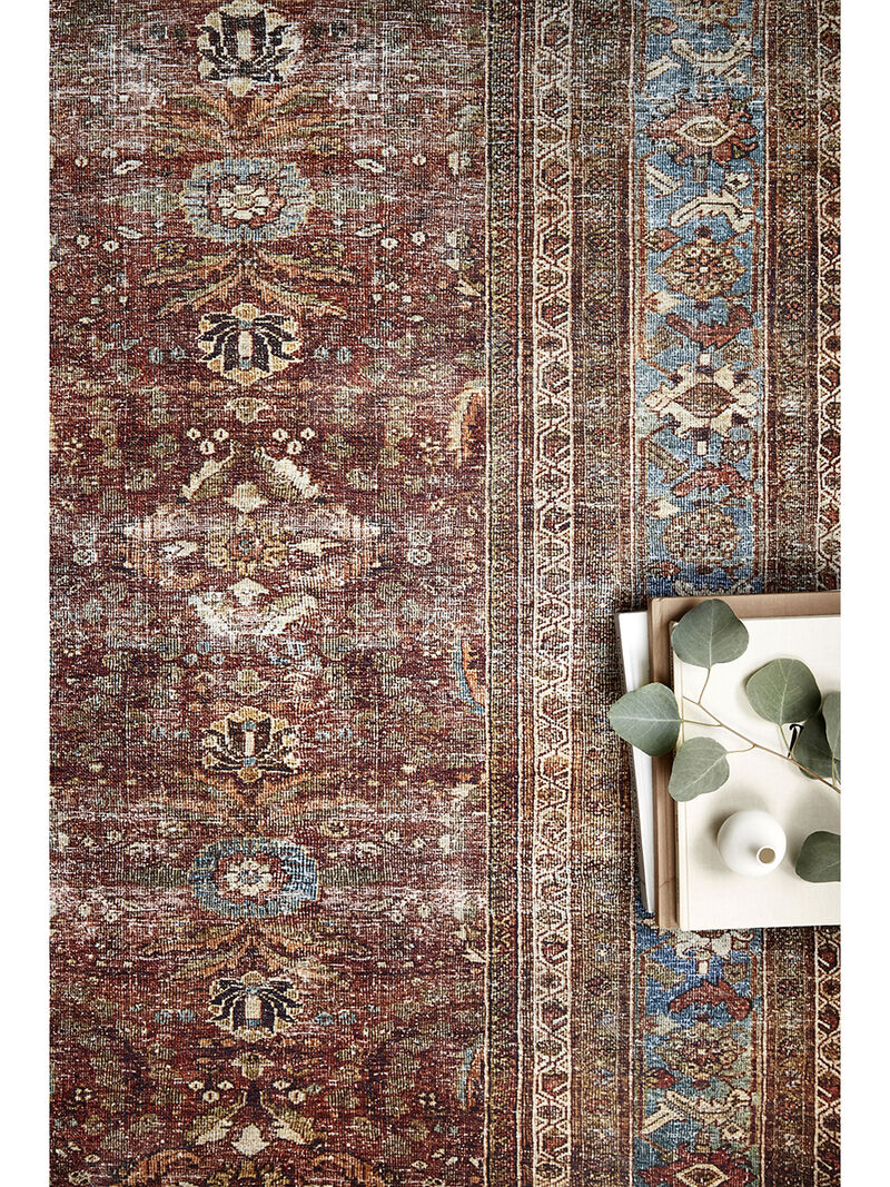 Layla LAY01 Brick/Blue 5' x 7'6" Rug by Loloi II image number 6