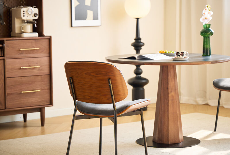 Set of 2 Industrial Metal Wood Dining Chairs