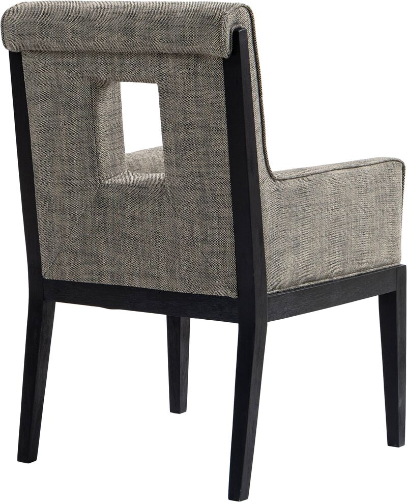 Meridian Furniture Gwendolyn Grey Linen Textured Fabric Dining Arm Chair