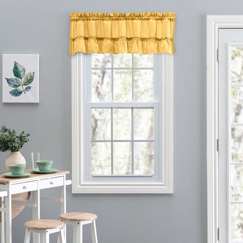 Ellis Stacey 1.5" Rod Pocket High Quality Fabric Solid Color Window Ruffled Filler Valance 54"x13" Yellow