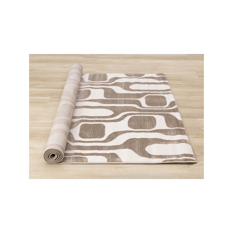 Novelle Home Logan Brown Cream Soft Abstract Modern Area Rug, 5'3 X 7'7 image number 3