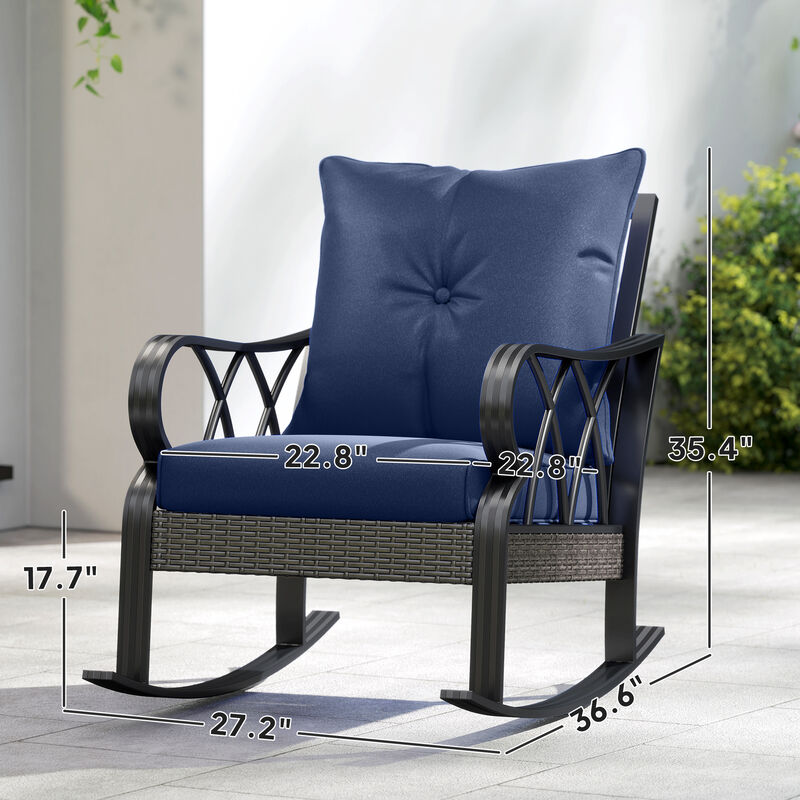Hivvago Wicker Rocking Chair Set with Padded Seating for Outdoors image number 2