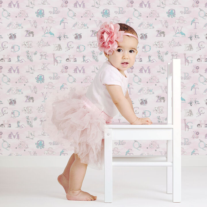 Just 4 Kids 2 Alphabet Pink Wallpaper G56538