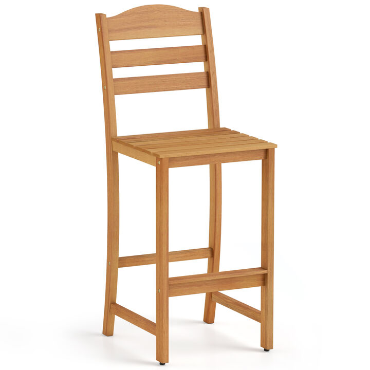 Solid Acacia Wood Outdoor Bar Stools Heavy Duty 400 lbs Weight Capacity