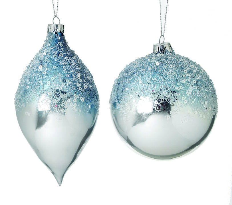 6ct Multi-Color Glass Metallic Sequin Ball and Kismet Christmas Ornament 4"(100mm)