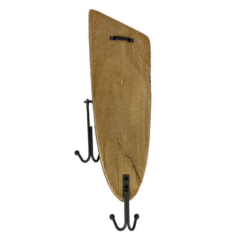 Rustic Wooden Fishing Lure Wall Hook &ndash; Distressed Wood & Metal Double Hooks, 14 Inch Coastal Nautical Decor, Entryway Key Hat Leash Holder, Cabin Lake House Farmhouse Wall Mounted Organizer image number 4