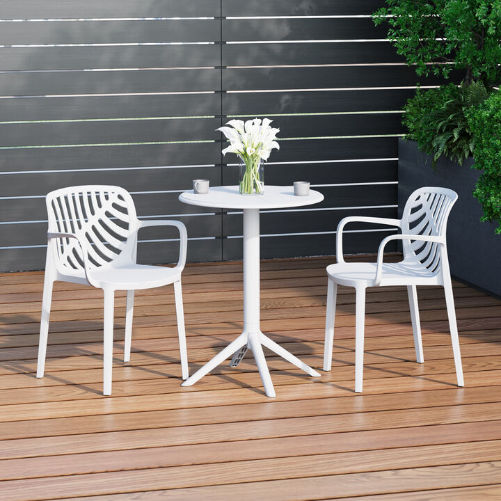 WestinTrends 3-Piece Outdoor Resin Patio Bistro Table Set with Stackable Patio Dining Side Chairs For 2