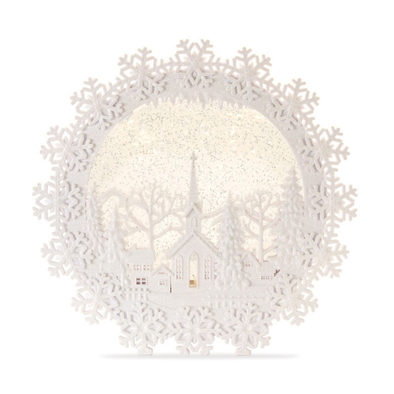 Church Scene Snow Globe Plastic 6 Hr Timer 3 AA Batteries