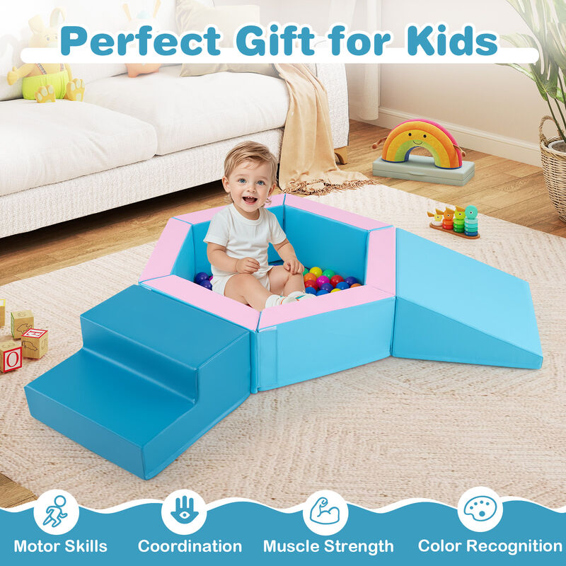 3-Piece Baby Climb and Crawl Foam Play Set with 100 Ocean Balls-Blue image number 4