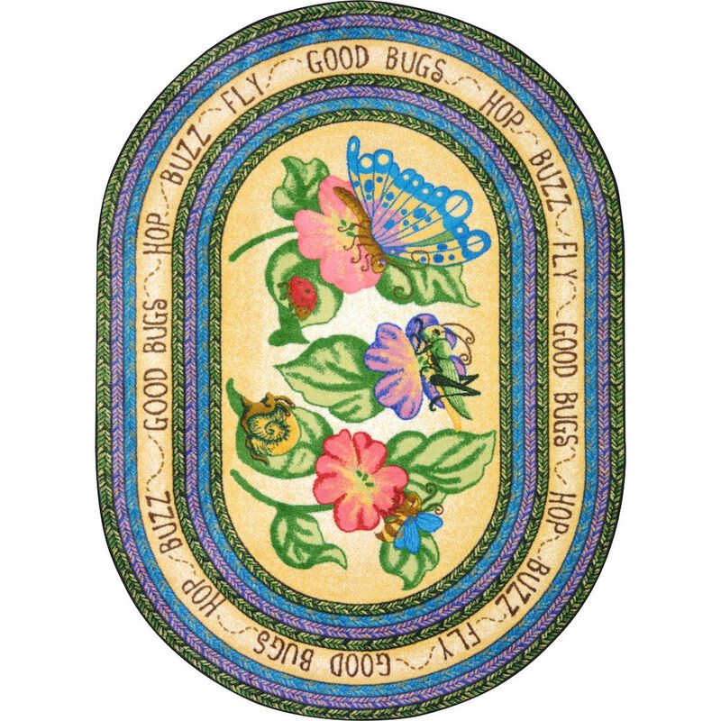 Joy Carpets Kid Essentials Good Bugs 7'8 x 10'9 Oval Area Rug in Color Multi