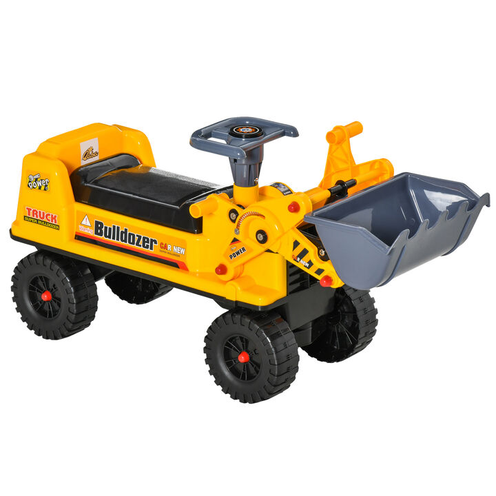 BreeBe Kids Bulldozer Ride-On Toy for Toddler with Tough Wheels, Outdoor Construction Toy with Controllable Digging Bucket