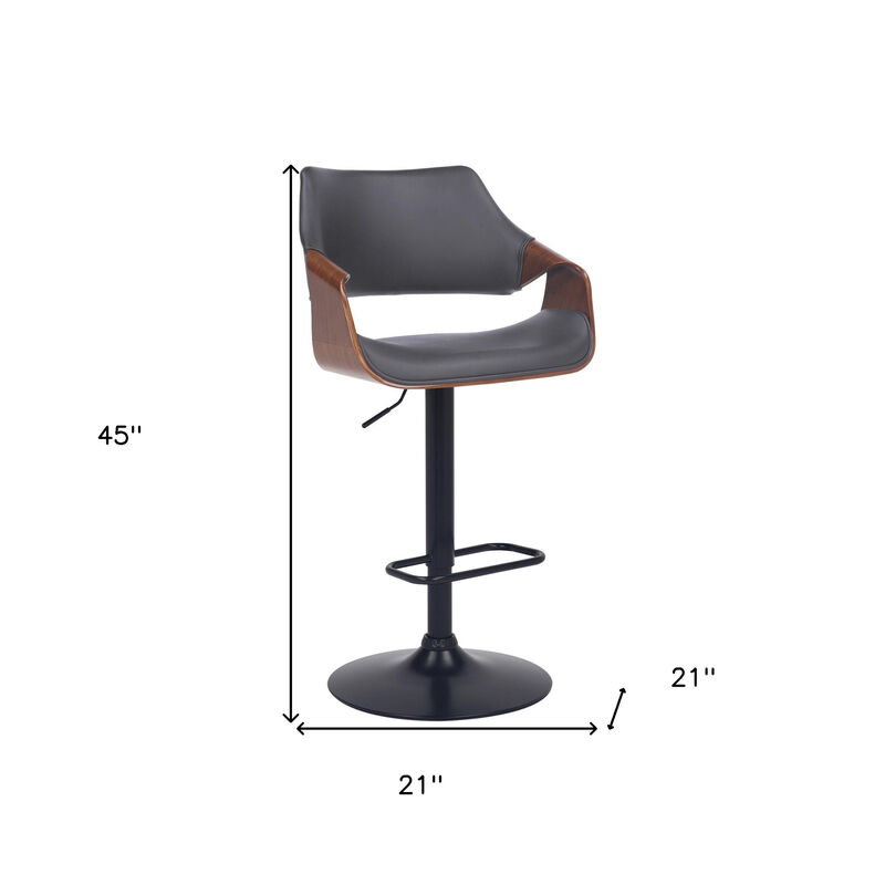 Hivvago 25 Inch Gray And Black Iron Swivel Adjustable Height Bar Chair