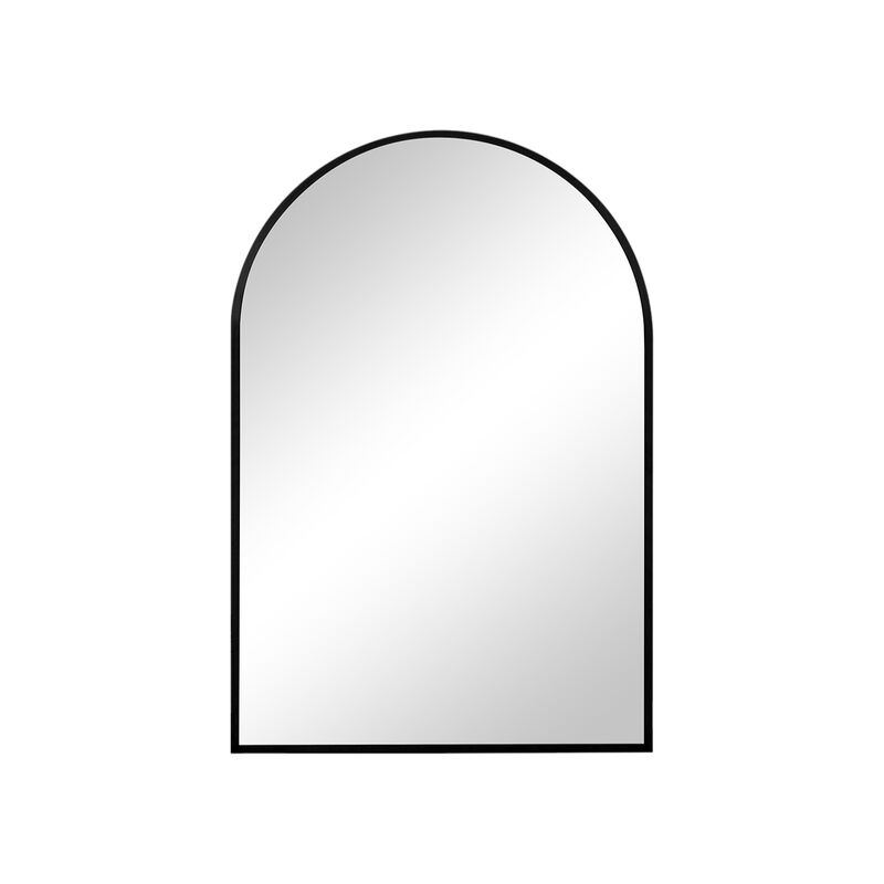 HomeRoots 38" Black Metal Arch Framed Accent Mirror image number 0